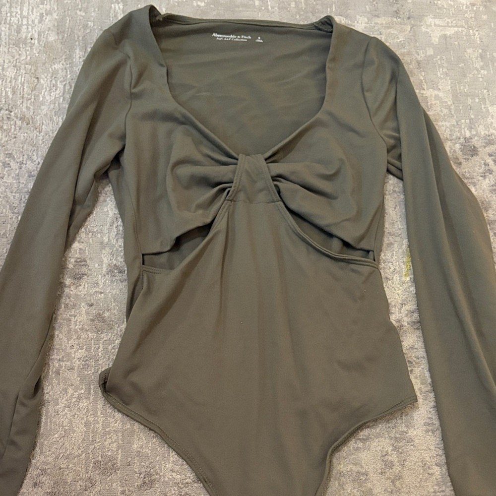 A&F Olive Long Sleeve Bodysuit Size Small